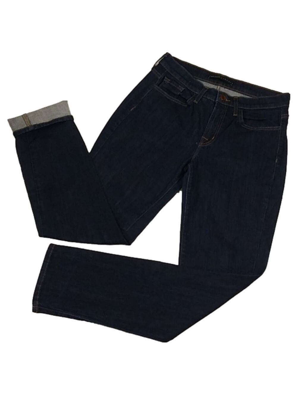 J Brand For Theory Georgia Philosophy Blue Raw Dark Wash Mid Rise Ankle Jean